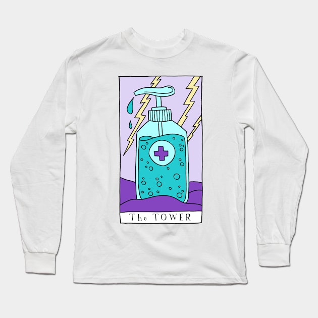 The Tower Tarot Card Sanitizer Long Sleeve T-Shirt by crazypangolin